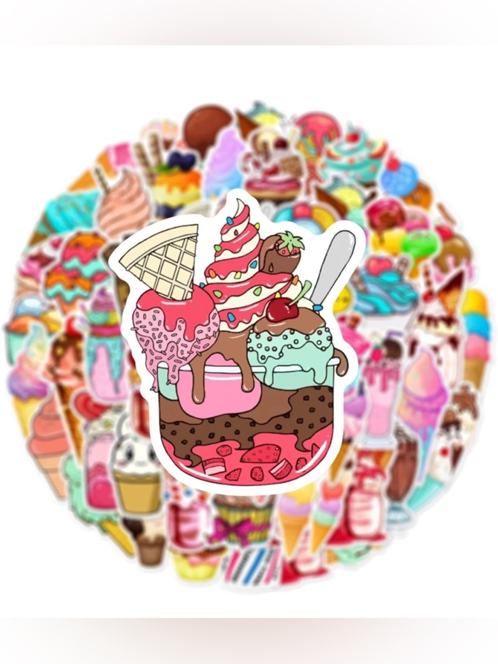 Kawaii Ice Cream & Sweet Treat Vinyl Sticker Bundle | 2 Sets of 20 Waterproof - Picture 4 of 9